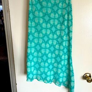 Vintage express Teal  asymmetrical Geometric Pattern Skirt with rhinestones